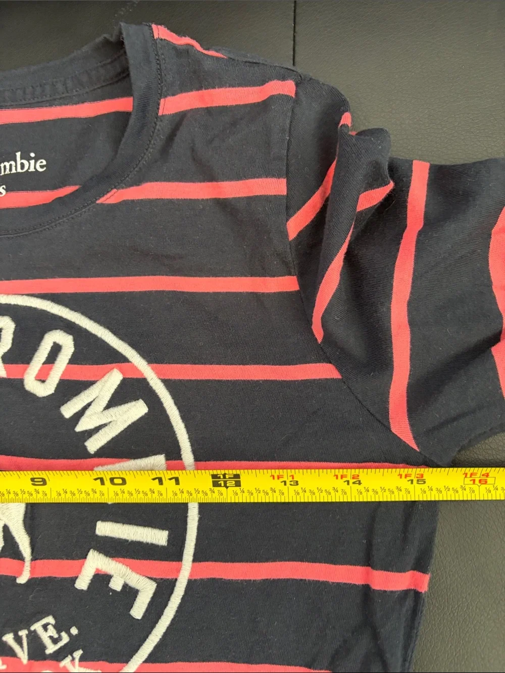 abercrombie kids Navy & Pink Striped Logo Long Sleeve Tee new condition